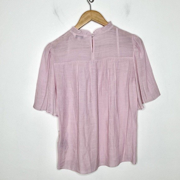 Nanette Lenore Short Sleeve Blouse Top Petunia Pink Women’s Size M Ruffle - Picture 7 of 8